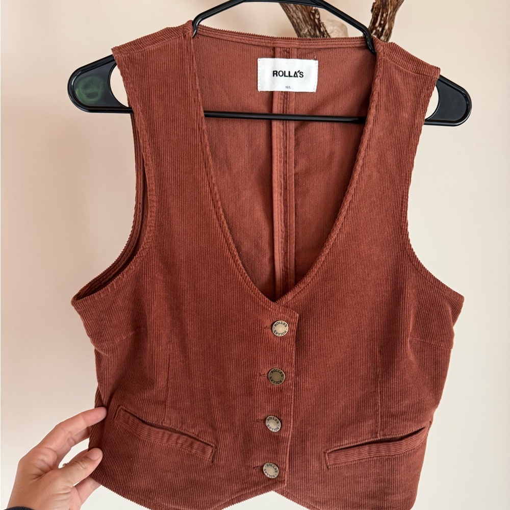 ROLLA'S Rust Corduroy Button-Up Vest